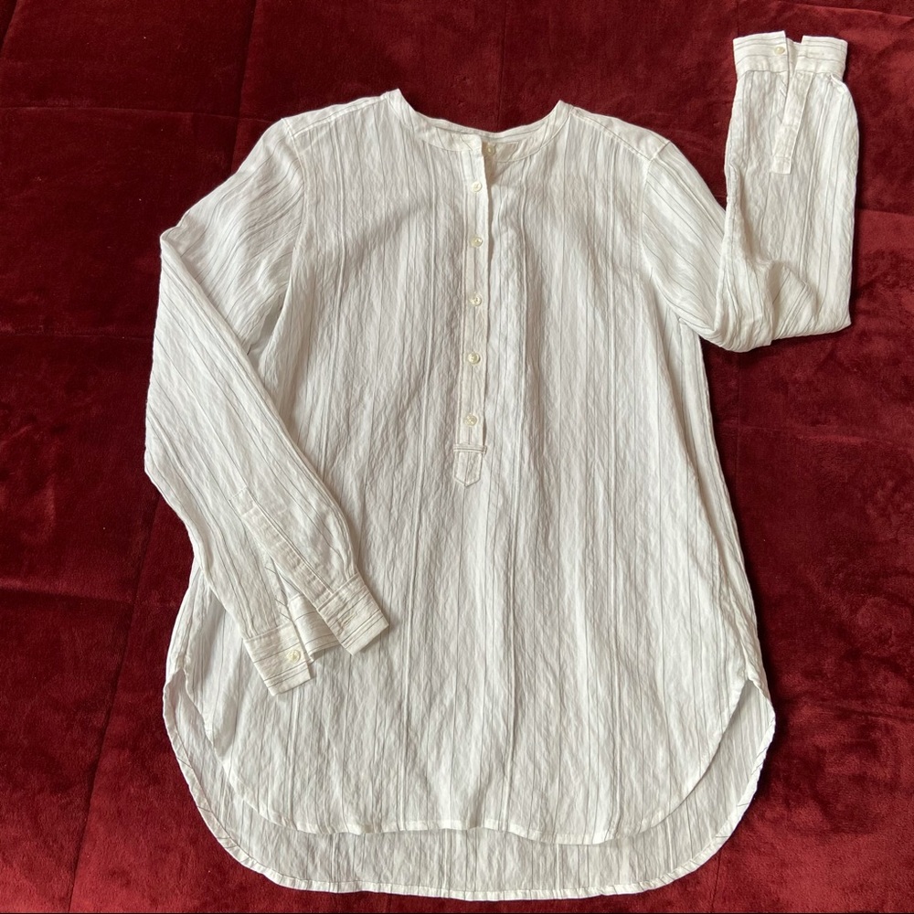 EUC Ann Taylor Loft striped button tunic no collar